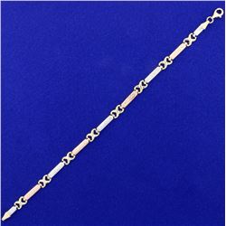 Designer Link Bracelet in 14K Yellow, White, and Rose Gold