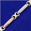 Image 2 : Designer Link Bracelet in 14K Yellow, White, and Rose Gold