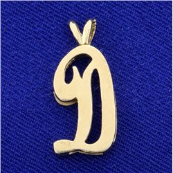 Initial  D  Pendant in 14 K Yellow Gold