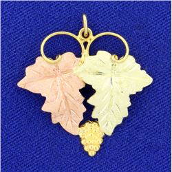 Grape Vine Pendant in 14k Yellow, Rose, and Green Gold