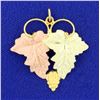 Image 1 : Grape Vine Pendant in 14k Yellow, Rose, and Green Gold
