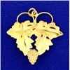 Image 2 : Grape Vine Pendant in 14k Yellow, Rose, and Green Gold