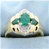 Image 1 : Natural Emerald and Diamond Ring in 14k Yellow Gold