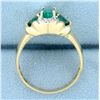 Image 3 : Natural Emerald and Diamond Ring in 14k Yellow Gold