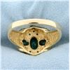 Image 4 : Natural Emerald and Diamond Ring in 14k Yellow Gold