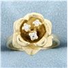 Image 1 : Diamond Rose Ring in 14k Yellow Gold