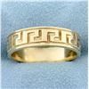 Image 1 : Beaded Edge Aztec Design Band Ring in 14k Yellow Gold