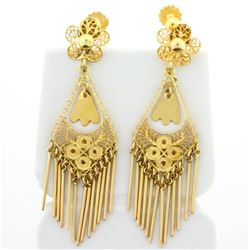 Dangle Chandelier Earrings With Screw Backs in 14k Yellow Gold