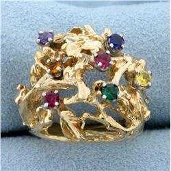 Custom Designed Multi Colored Topaz Ring in 14K Yellow Gold