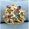 Image 1 : Custom Designed Multi Colored Topaz Ring in 14K Yellow Gold