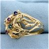 Image 2 : Custom Designed Multi Colored Topaz Ring in 14K Yellow Gold