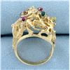 Image 3 : Custom Designed Multi Colored Topaz Ring in 14K Yellow Gold