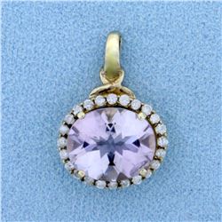 Amethyst and Diamond Pendant in 10K Yellow Gold