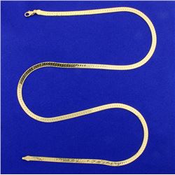 Italian-Made 23 1/2 Inch Herringbone Neck Chain in 14K Yellow Gold