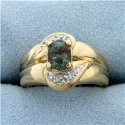 1ct Natural Alexandrite and Diamond Ring in 14K Yellow and White Gold