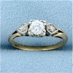 Vintage Three Stone Diamond Ring in 14K Yellow Gold