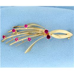 Natural Ruby Pin or Brooch in 18K Yellow Gold
