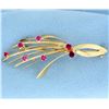 Image 1 : Natural Ruby Pin or Brooch in 18K Yellow Gold