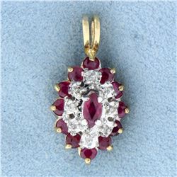 1ct TW Natural Ruby and Diamond Pendant in 14K Yellow Gold