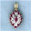 Image 1 : 1ct TW Natural Ruby and Diamond Pendant in 14K Yellow Gold