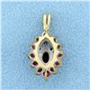 Image 2 : 1ct TW Natural Ruby and Diamond Pendant in 14K Yellow Gold