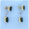 Image 2 : Chrome Tourmaline and Diamond Dangle Earrings in 14K Yellow Gold