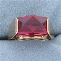 Unique Vintage Lab Ruby Ring in 14K Rose Gold