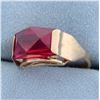 Image 2 : Unique Vintage Lab Ruby Ring in 14K Rose Gold