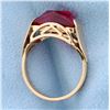 Image 3 : Unique Vintage Lab Ruby Ring in 14K Rose Gold