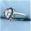 Image 2 : Sapphire and Diamond Heart Ring in 14K White Gold