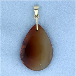 Large Agate Gemstone Pendant in 14K Yellow Gold