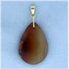 Image 1 : Large Agate Gemstone Pendant in 14K Yellow Gold
