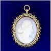 Image 1 : Antique Cameo Pendant or Pin with Seed Pearls in  14K Yellow Gold