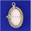 Image 2 : Antique Cameo Pendant or Pin with Seed Pearls in  14K Yellow Gold