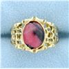 Image 1 : Natural Cabochon Rhodonite Ring in 14K Yellow Gold