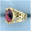 Image 2 : Natural Cabochon Rhodonite Ring in 14K Yellow Gold