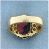 Image 4 : Natural Cabochon Rhodonite Ring in 14K Yellow Gold