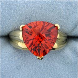 7.5ct Lab Padparadscha Sapphire Solitaire Ring in 10K Yellow Gold