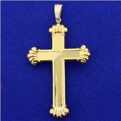 Large Gold Cross Pendant in 14K Yellow Gold