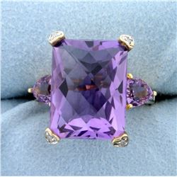 Over 11ct TW Amethyst and Diamond Ring in 14K Yellow Gold