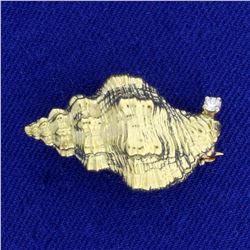 Seashell Diamond Pin in 18K Yellow Gold