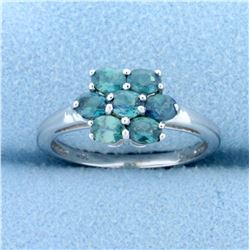 7 Stone Natural Green Chrysoberyl Ring in 14K White Gold