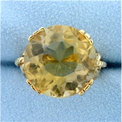 Vintage 20ct Citrine Statement Ring in 14K Yellow Gold