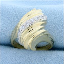 Designer Swirling Scroll Design Ring in 14K Yellow Gold