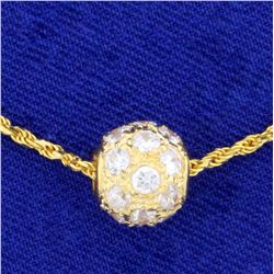 1ct TW White Sapphire Ball Pendant and Chain in 18K Yellow Gold