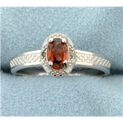 Garnet 0.5CT Ring with Diamonds in Sterling Silver