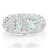Image 2 : Filigree 2 Stone Aquamarine Ring with Diamond in Sterling Silver