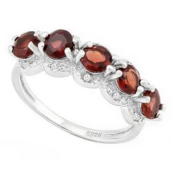 Garnet and Diamond Stacking Ring in Sterling Silver