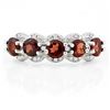 Image 2 : Garnet and Diamond Stacking Ring in Sterling Silver