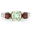 Image 2 : Garnet and Green Amethyst 3 Stone Ring in Sterling Silver